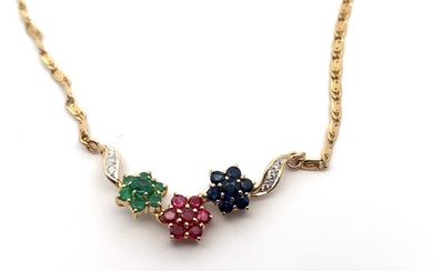 Necklace Yellow gold Ruby - Sapphire