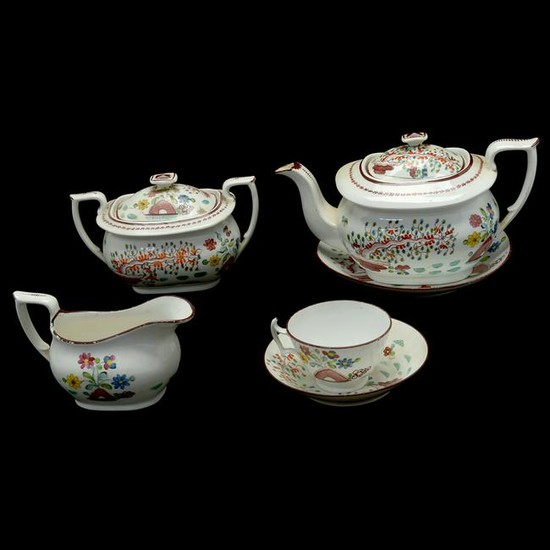 New Hall Porcelain Partial Tea Service Pattern 1435