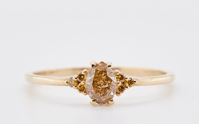 No Reserve Price - 0.43 tcw - Fancy Brownish Yellow - 14 kt. Yellow gold - Ring Diamond