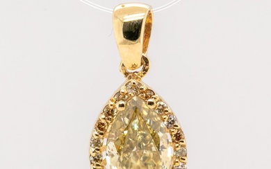 No Reserve Price - 0.77 tcw - Fancy Brownish Yellow - 14 kt. Yellow gold - Pendant Diamond