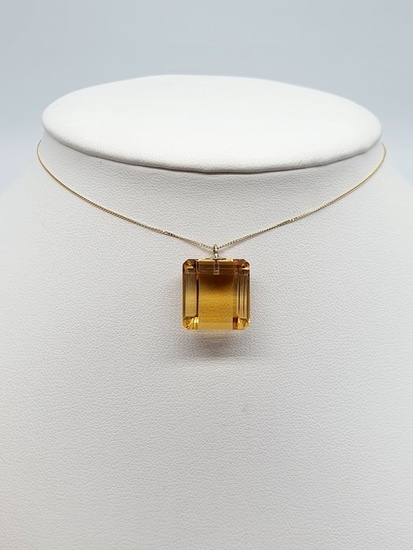 No Reserve Price - 18 kt. Yellow gold - Necklace with pendant - 19.20 ct Citrine
