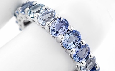 No Reserve Price - 4.88 Carat Natural Sapphire Eternity - Ring - 14 kt. White gold