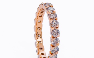 No Reserve Price - Eternity ring - 14 kt. Rose gold - 1.57 tw. Mixed yellow Diamond (Natural coloured)