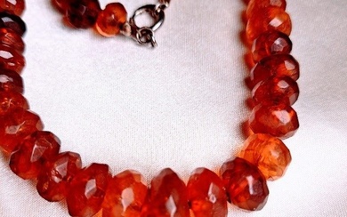 No Reserve Price - Necklace Silver Amber