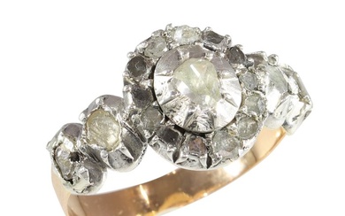 No Reserve Price - Vintage antique anno 1870 - Ring - 14 kt. Rose gold, Silver Diamond