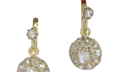 No Reserve Price - Vintage antique anno 1900 - Earrings - 18 kt. Yellow gold Diamond