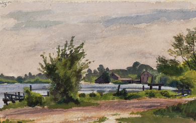 OSCAR BLUEMNER Argyle Park, Babylon Village, New York. Watercolor on paper, 1904. 151x263;...