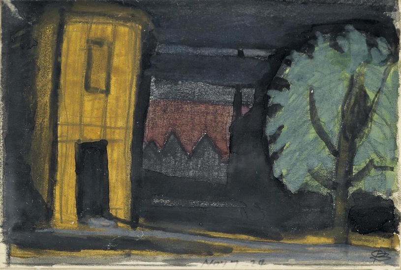 OSCAR BLUEMNER Study for "Vacant House." Watercolor and pencil on paper, 1924. 92x120...