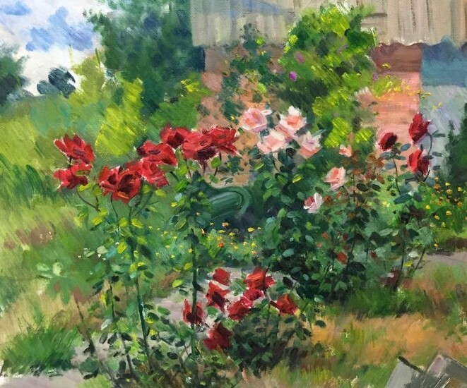 Oil painting In the garden Kryzhanivskyi Viktor