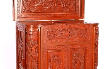 (-), Oriental bar furniture with richly carved decor,...