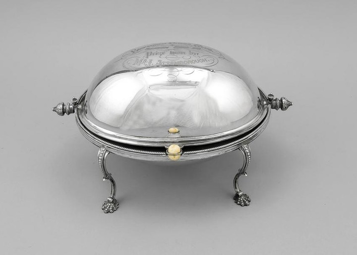 Oval warming bowl, England, late 19th century, plated,...