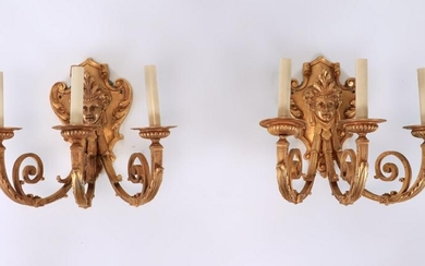 PAIR FRENCH NEOCLASSICAL STYLE GILT BRONZE SCONCES