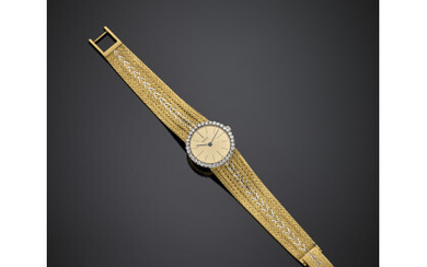 PIAGET Yellow gold partly chased lady's wristwatch, the bracelet with a knitted pattern, the dial accented with diamonds, white gold…Read more