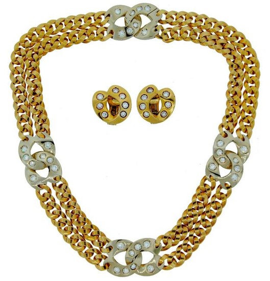 POMELLATO 6.90 cts DIAMOND GOLD NECKLACE EARRINGS SET