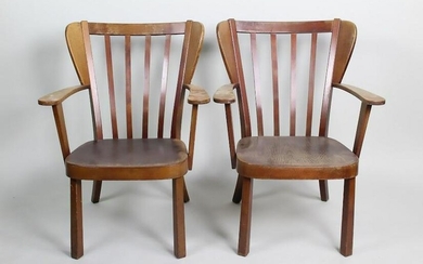 Pair Fritz Hansen Canada Walnut Chairs Denmark 1940