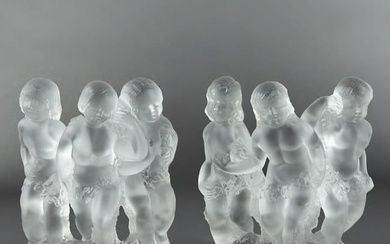Pair Of Lalique Luxembourg Cherub Groups