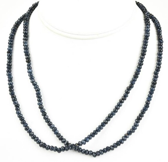 Pair Sterling Silver & Faceted Sapphire Necklaces