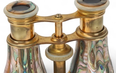 Pair of 19th century gilt-brass and abalone opera glasses