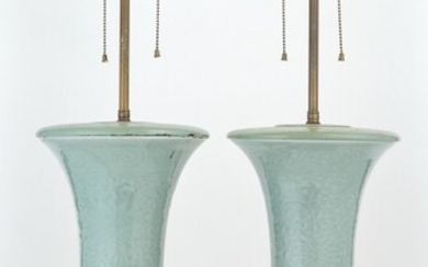 Pair of Chinese Celadon Vases Mounted as Lamps