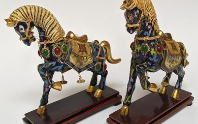 Pair of Chinese Enamel Horses