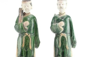 Pair of Chinese Sancai Glazed Pottery Figures