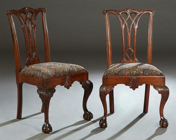 Pair of Chippendale Style Carved Mahogany Side Chairs