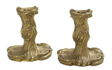 Pair of French Belle Epoque Bronze Candlesticks