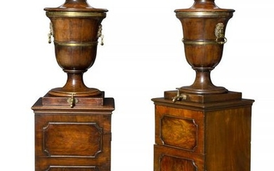 Pair of George III urns on pedestals, Gillows