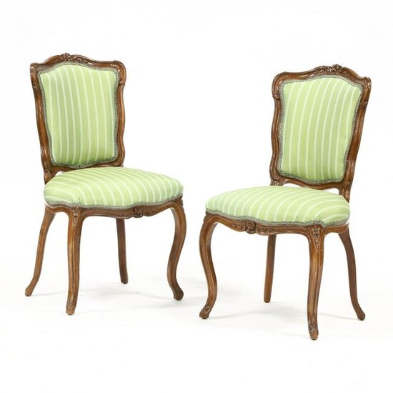 Pair of Louis XV Style Carved Walnut Side Chairs
