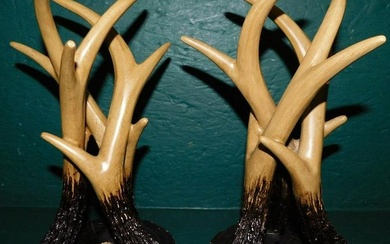 Pair of Painted Faux Stag Horn Stands By Mossy Oak
