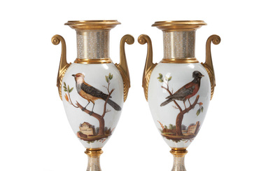Pair of Paris Porcelain Urns, France, circa 1810.