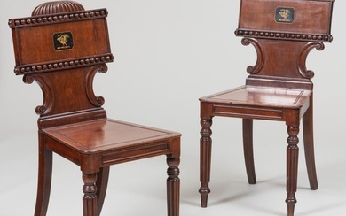 Pair of Regency Mahogany Hall Chairs