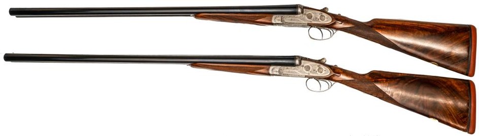 Pair of Sidelock S/S Shotguns I. Ugartechea - Eibar, 12/70, #350329602 & 350329702, § D accessories