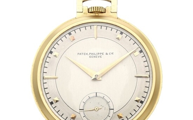 Patek Philippe A yellow gold open faced watch with two toned sector dial, Circa 1930
