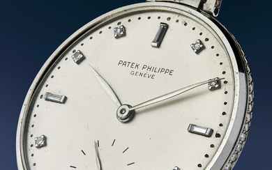 Patek Philippe, Ref. 600/3 A lovely, extremely rare, and supremely elegant platinum and diamond-set pocket watch with diamond-set dial