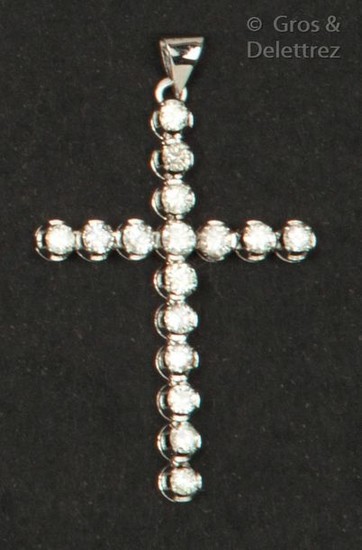 Pendant " Croix " in white gold, entirely...
