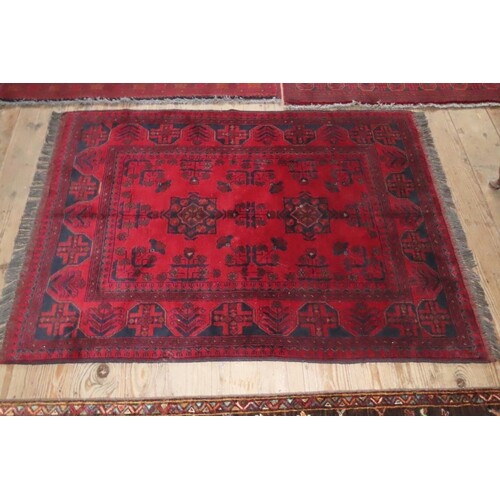 Persian Pure Wool Rug Dark Burgundy Ground Approximately 5ft...