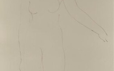 Pierre AMBROGIANI (1907-1985). Naked woman standing. Sepia and black ink on paper. Signed lower right. 63x33 cm.