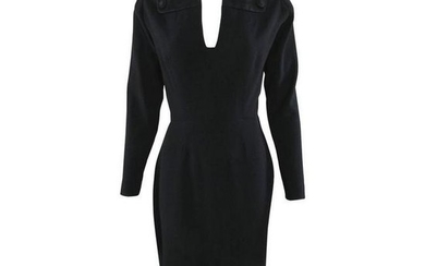 Pierre Balmain 1950's Haute Couture Black Wool Dress