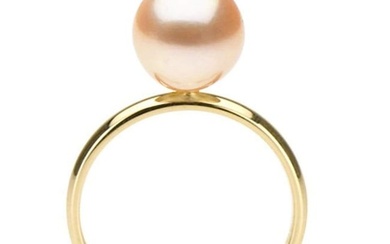 Pink Freshwater Pearl Solitaire Ring, 9.5-10.0mm, 14K Gold