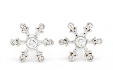 Platinum and Diamond Snowflake Ear Studs, Tiffany & Co.