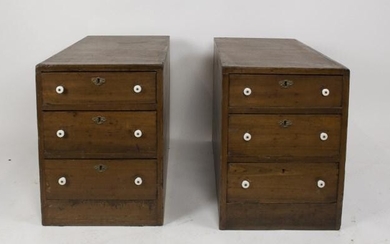 Pr. of 19th C. Three-Drawer Stands or Cabinets