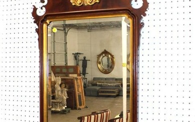 Quality shell carved burl mahogany Chippendale style mirror by South Hampton approx. 24" w x 41" h