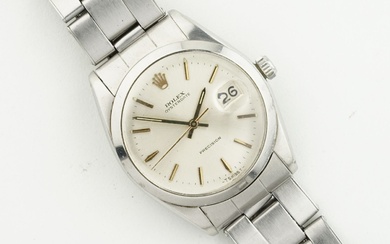 ROLEX OYSTERDATE PRECISION REF. 6694, circular silver dial with...