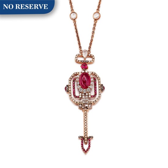 RUBY AND DIAMOND PENDENT NECKLACE | 紅寶石 配 鑽石 項鏈