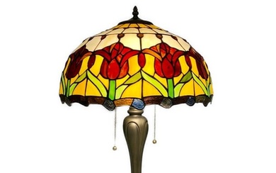Radiant Roses Stained Glass 24" Tall Tiffany Style Lamp