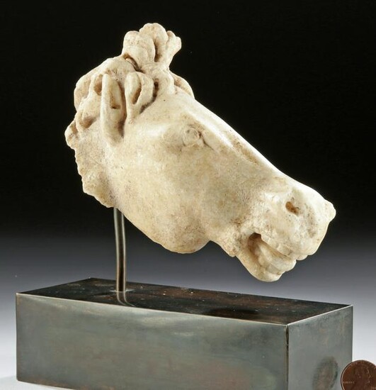Realistic Roman Marble Sculpture - Head of Horse