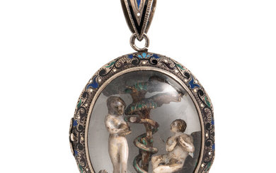 Renaissance Revival Silver and Enamel Pendant