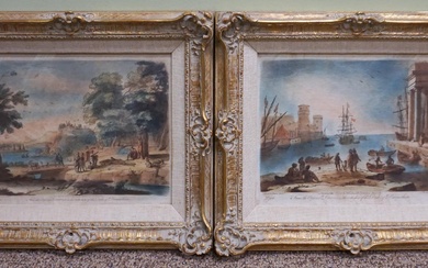 Richard Earlom after Claude Lorrain, Two Framed Mezzotint and Aquatint Pages from the Collection of the Duke of Devonshire for John Boydell, No. 45 and 96, Frame 13 1/4 x 15 1/4 in. (33.7 x 38.7 cm.)