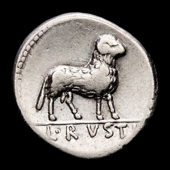 Roman Republic. L. Rustius, 76 BC. AR Denarius,Rome - L. RVSTI. Ram